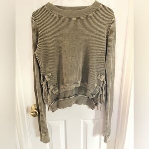 Free people thermal top with tie strings